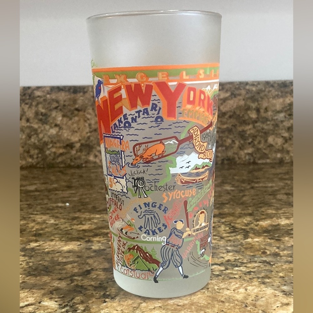Catstudio Frosted “New York” Frosted Drinking Glass EUC